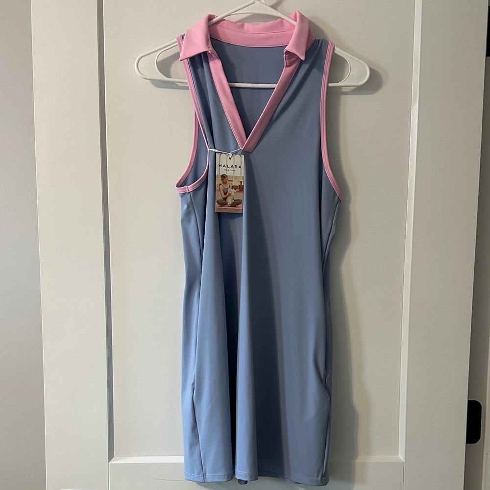 HALARA Blue Sport Dress with Pink Trim